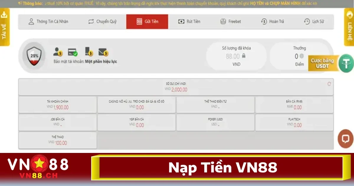 VN88 verbatm.io ⭐️ Link Vào VN88.Com Mới Nhất 2026 +188k 35 Để nạp tiền vào tài khoản và bắt đầu tham gia các sản phẩm trò chơi hấp dẫn tại nhà cái, anh em chỉ cần làm theo các bước đơn giản